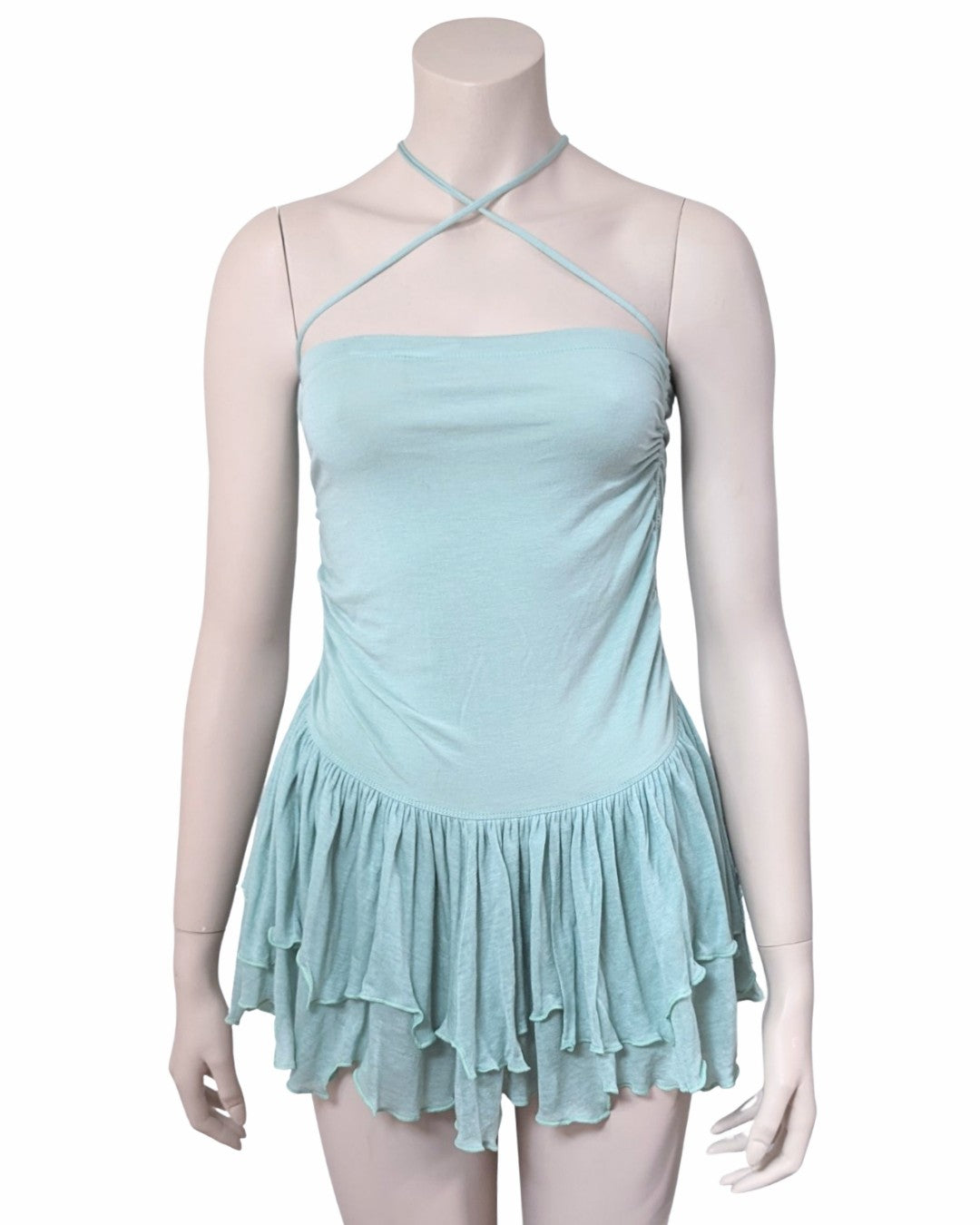 Plein Sud Turquoise Draped Bustier Top at SoirVintage