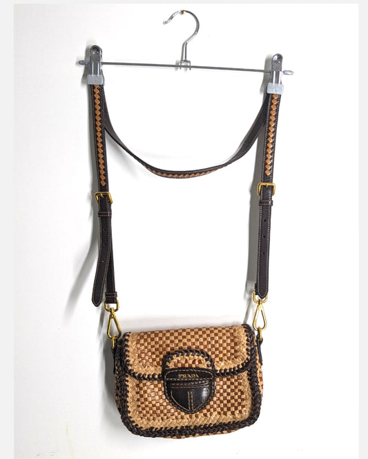 Prada S/S 2011 Madras Cognac Crossbody Bag