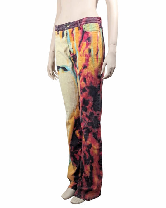 Roberto Cavalli 2001 Desi Lava Pixel Jeans at soirvintage