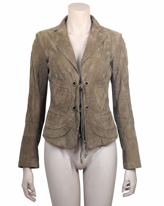 Roberto Cavalli Butterfly Suede Leather Jacket at Soirvintage