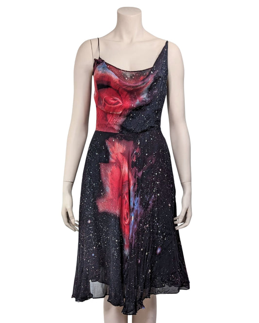 Roberto Cavalli Galaxy Print Silk Midi Dress