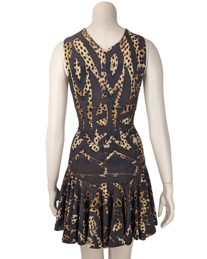 Roberto Cavalli Floral Graphic and Animal Halter Mini Dress