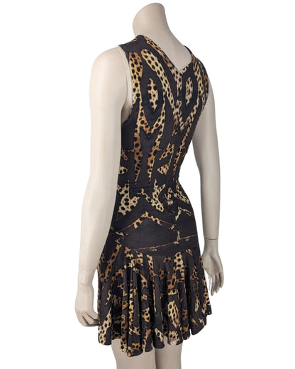 Roberto Cavalli Floral Graphic and Animal Halter Mini Dress