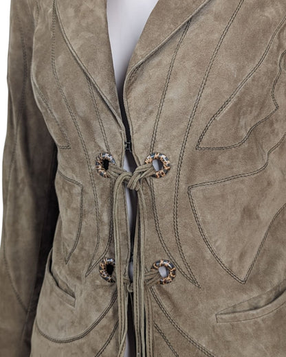 Roberto Cavalli Butterfly Suede Leather Jacket at Soirvintage