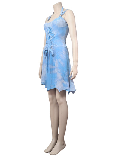 Versace Jeans Couture Asymmetric Lace up Silk Fairy dress at SoirVintage