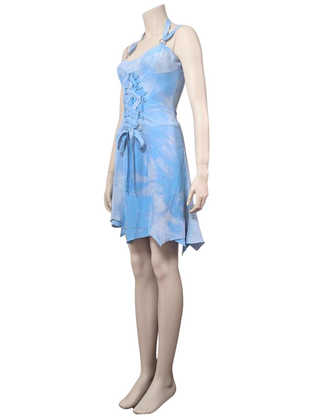 Versace Jeans Couture Asymmetric Lace up Silk Fairy dress at SoirVintage