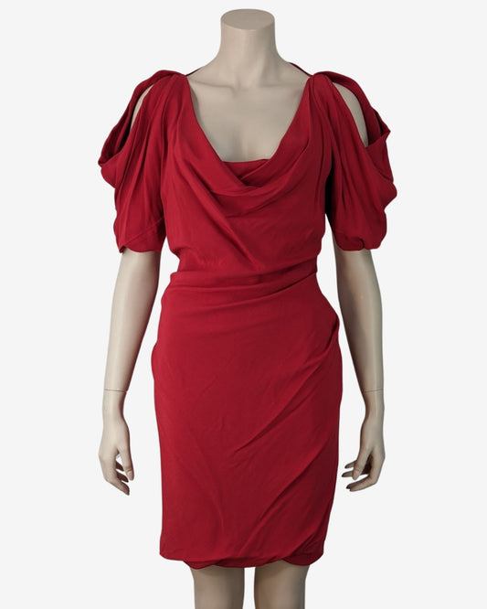 Vivienne Westwood Open Puff Sleeves Cherry Red Dress