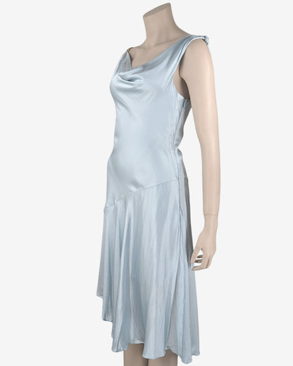 Celeste Light Blue Asymmetric Silk Dress