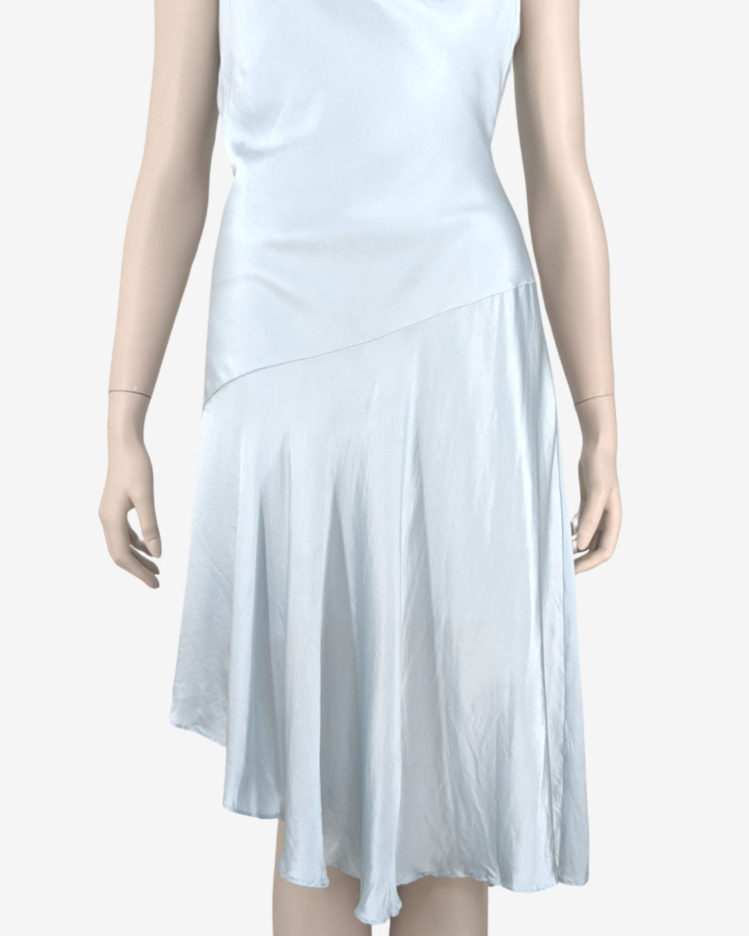 Celeste Light Blue Asymmetric Silk Dress