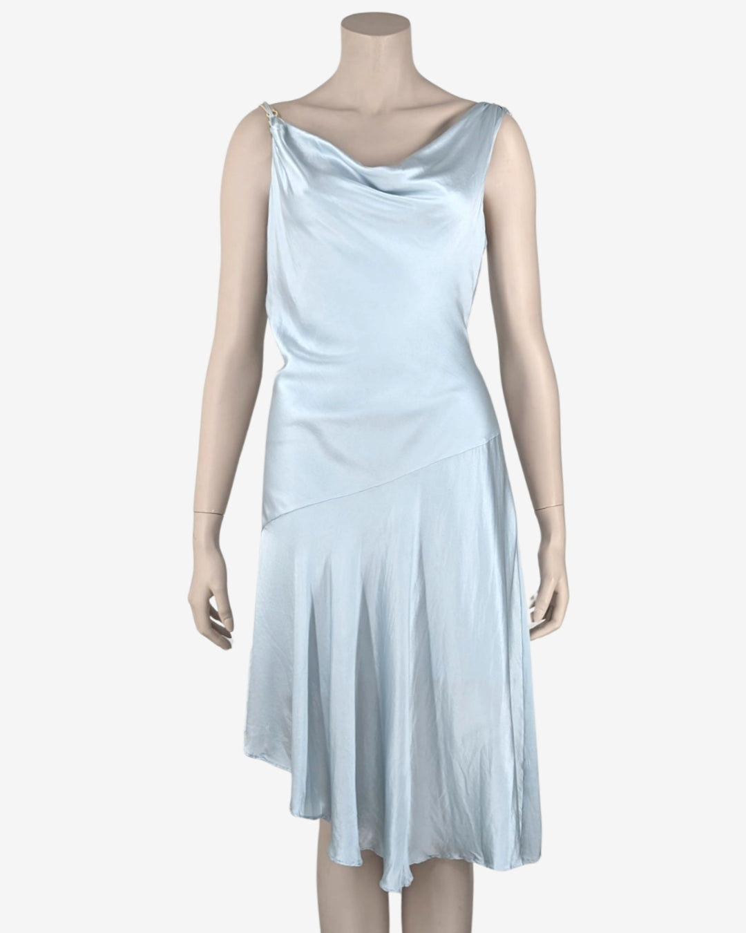 Celeste Light Blue Asymmetric Silk Dress