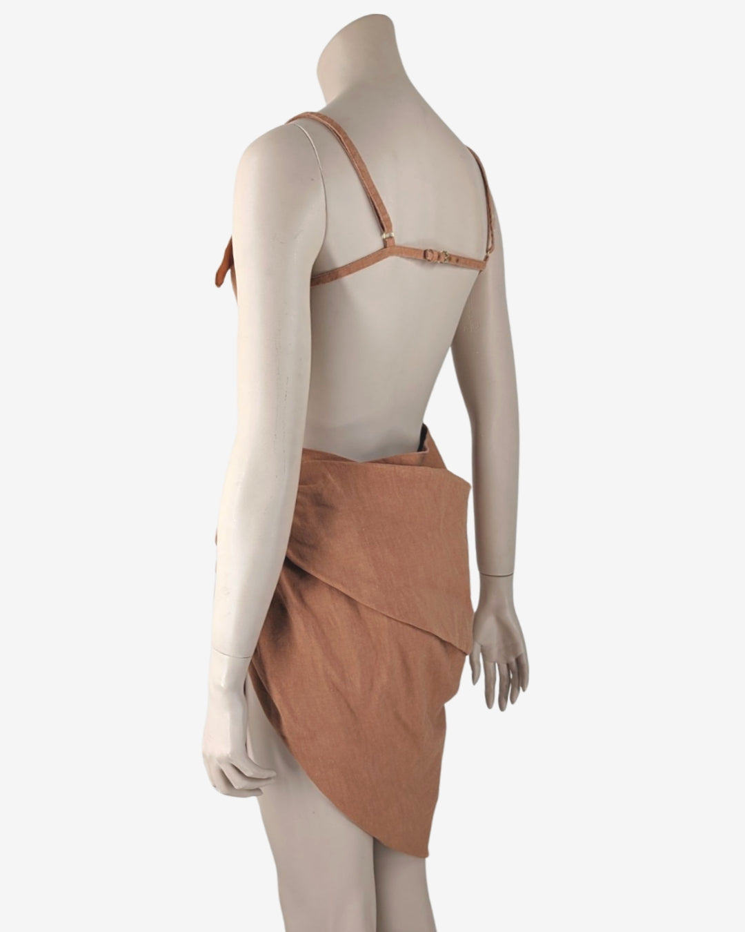 Jacquemus L'amour Backless Pleated Camel Dress