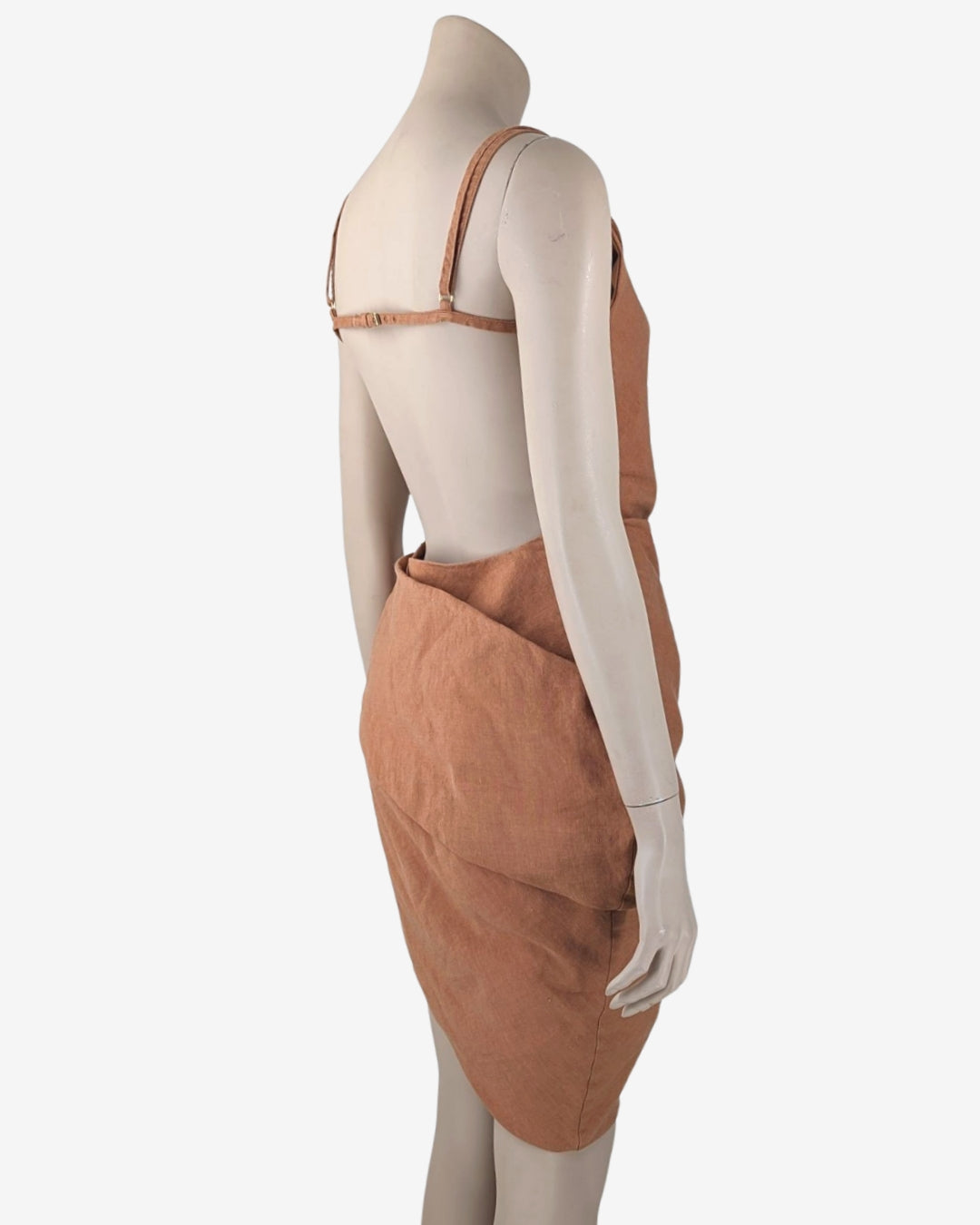 Jacquemus L'amour Backless Pleated Camel Dress