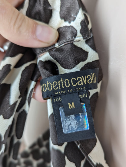 Roberto Cavalli Cheetah Print Silk Halter Dress