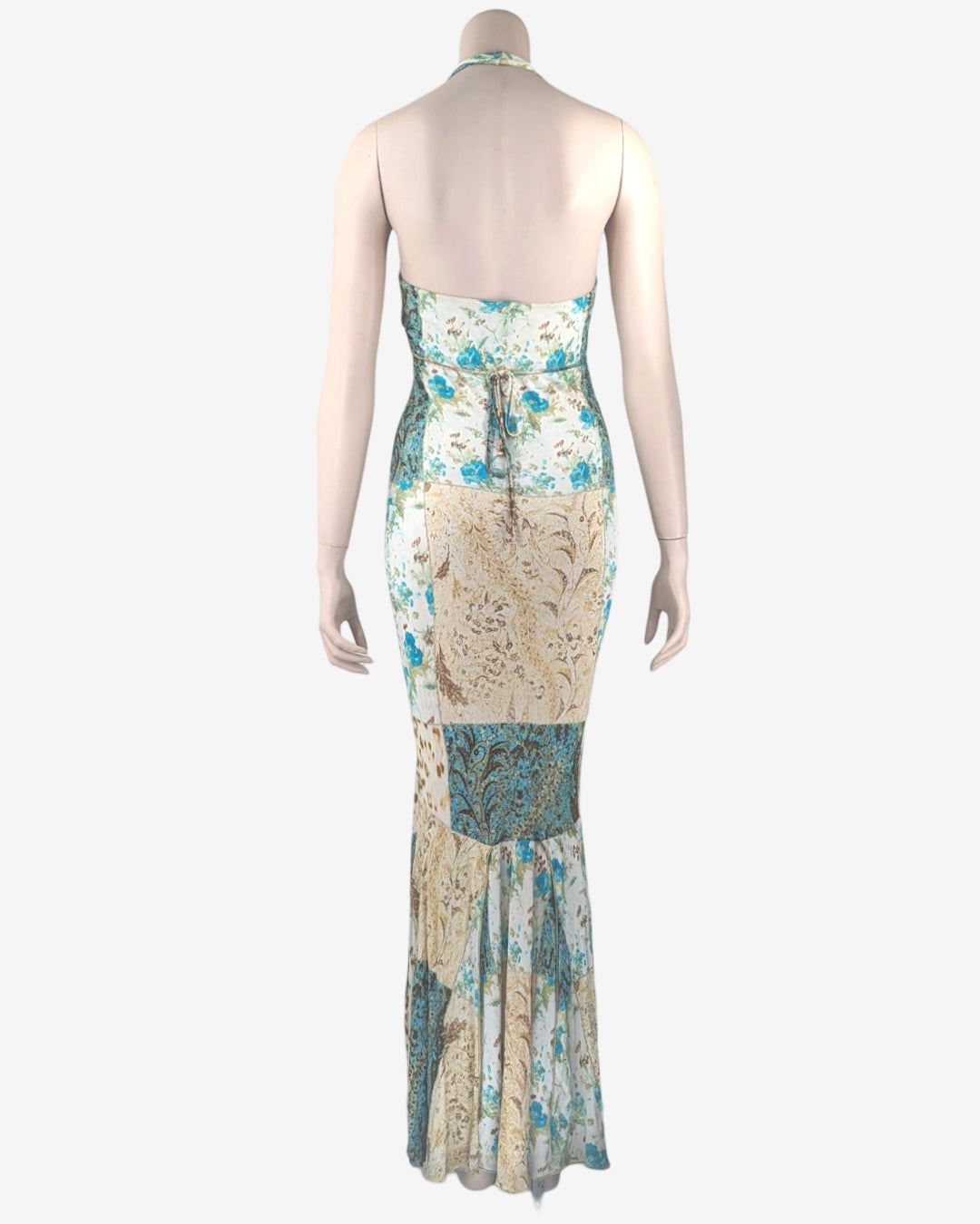 Just Cavalli Class Floral Patchwork Halter Maxi Dress