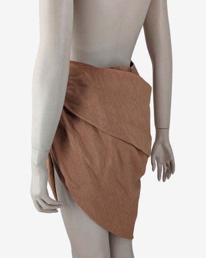 Jacquemus L'amour Backless Pleated Camel Dress