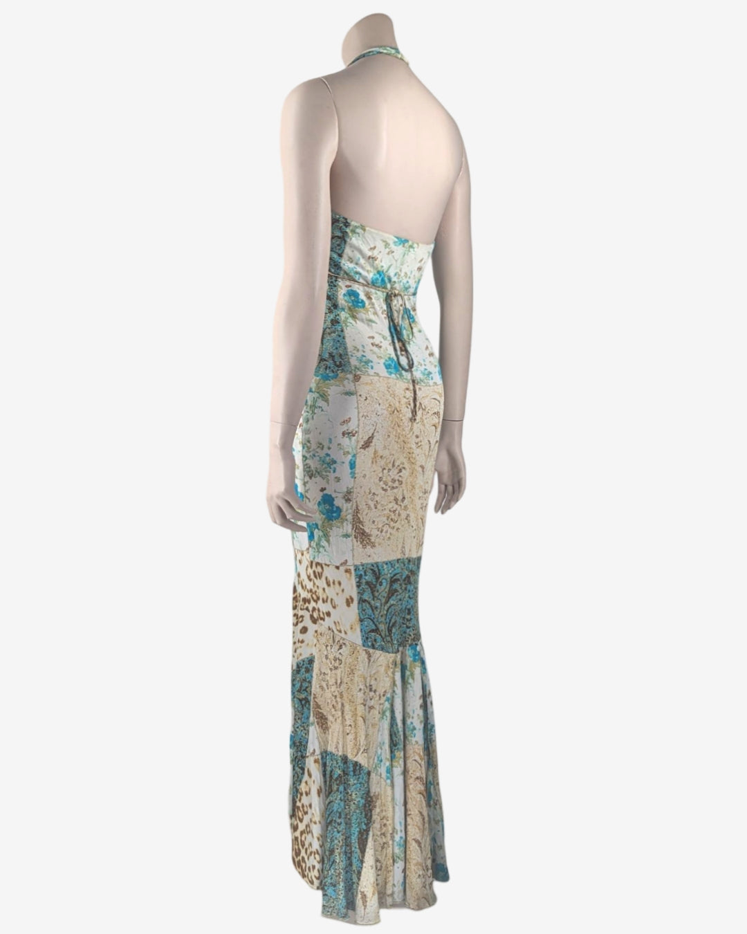 Just Cavalli Class Floral Patchwork Halter Maxi Dress