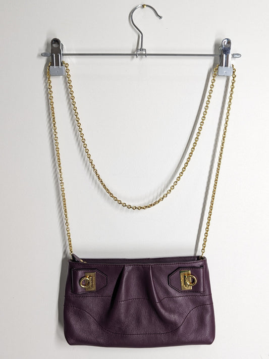 Salvatore Ferragamo Shoulder Pochette in Burgundy Leather